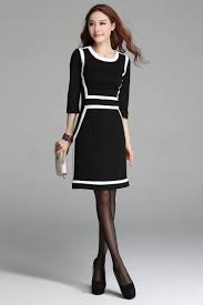 Black And White Semi Formal Attire For Ladies Ali Express Vestido De Moda Moda Patchwork Em Preto E Branco A Cor Do Bloco Vestidos Estilosos Moda Elegante Moda Feminina