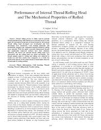 pdf performance of internal thread rolling head and the