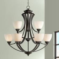 Possini Euro Design Dark Bronze Chandelier 30 Wide Two Tier White Frosted Glass 9 Light Fixture Dining Room House Foyer Kitchen Walmart Com Walmart Com