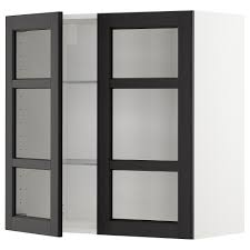 Metod Wandschrank Mit Boden 2 Glasturen Lerh Schwarz Lasiert 80x80 Cm Ikea Ikea Wandschrank Glastur Wandschrank