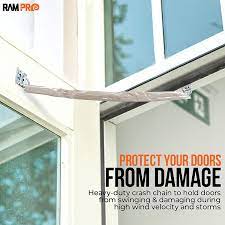 These storm door chains come in a variety of styles for different kinds of storm doors. Amazon Com Door Chain Crash Heavy Duty Storm Wind Stop Perfect For Keeping Your Door From Swinging Open And Damaging Itself By Ram Pro Home Improvement