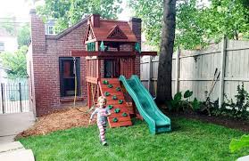 The backyard discovery dayton cedar wooden swing set combines modern functionality with the flawless aesthetic and durability of wood. Swing Sets For Small Backyards