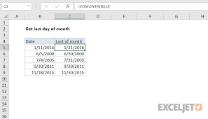 Excel Formula Get Last Day Of Month Exceljet