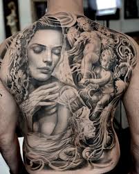 Black And Grey Realism Tattoo Sleeve Woman Cherubs Cool Tattoos Tattoos Black And Grey Tattoos