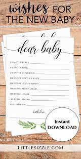 Neutral Baby Shower Baby Wishes Printable By Littlesizzle Greenery Themed Baby Shower Wish Cards For Baby Shower Wishes Wishes For Baby Cards Wishes For Baby