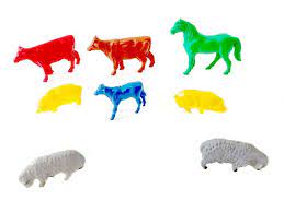 Plastic Farm Animals Small Toy Lot Colorful Red Cow Brown Etsy Plastic Farm Animals Farm Animals Pet Toys
