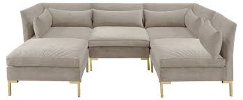 Marceau U Shaped Sectional Light Gray Velvet 2 995 00 U Shaped Sectional Sectional Sectional Sofa