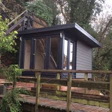 Garden Room With Anthracite Grey Windows And Fascia With Graphite Embossed Wall Cladding Garden Room Garden Buildings Garden Office