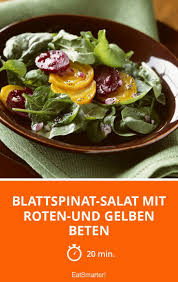 Blattspinat Salat Mit Roten Und Gelben Beten Rezept Blattspinat Lebensmittel Essen Salat Mit
