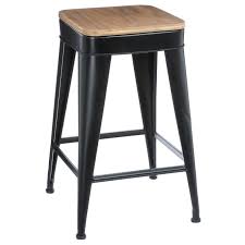 Tabouret de bar en métal gris /marron vieilli et bois. Tabouret Industriel Bois Metal Noir H 59 9cm