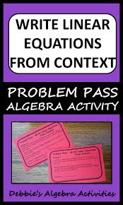 This Is A Great Algebra Activity To Write Linear Equations In Slope Intercept Form And Stand Writing Linear Equations Linear Equations Solving Linear Equations