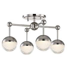 Find lighting that goes above and beyond in our collection of modern flush mount lighting. Mid Century Modern Semi Flush Ceiling Light Led 4 Lt Polished Nickel By Hudson Valley 1223f Pn Destination Lighting