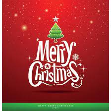 Free Vector Merry Christmas Logo Typography On Red Background Greeting Card Template Illustration