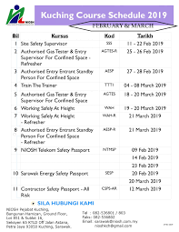 To become a sanef agent. Niosh Sarawak Regional Office Niosh Kuching February March 2019 Course Schedule For Registration Please Register Via Online At Www Niosh Com My E Daftar Mohon Kursus For Any Inquires Do Not