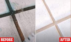 Between the tiles on your floor or in the shower are tile joints filled with grout. American Actress Savannah Meyer 28 Transforms Grouting From Grimy To Gleaming With Toilet Cleaner Daily Mail Online