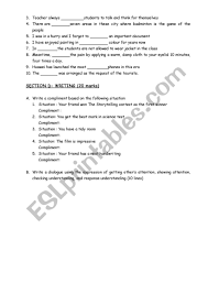 Read the dialogue to answer the question! Expression Of Getting And Showing Attention Giving And Response Compliment Asking And Giving Opinion Esl Worksheet By Anggyamf