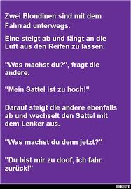 Zwei Blondinen Sind Mit Dem Fahrrad Unterwegs Witze Lustige Spruche Bilder