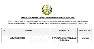 Untuk makluman, terdapat beberapa kekosongan jawatan yang dibuka untuk permohonan oleh pihak uitm perak. Jawatan Kosong Terkini Pentadbiran Negeri Perak Kerja Kosong Kerajaan Swasta