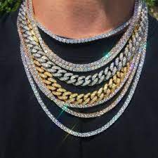 Luxury 14k Gold Hip Hop Tennis Iced Cuban Link Necklace Bracelet Lab Diamond Men Ebay Real Diamond Necklace Fashion Jewelry Long Pearl Necklaces