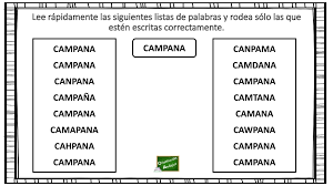 Su mente es como su cuerpo y necesita ser entrenado. Ejercicio Velocidad De Procesamiento Cognitivo Para Adultos Y Ninos Lee Rapidamente Una Lista De Palabras Y Senala Las Que Esten Escritas Correctamente