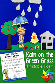 This poetry recitation worksheet includes: Rain On The Green Grass Spring Poem For Preschoolers
