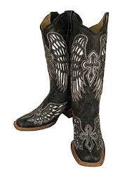 Black And White Cowboy Boots Corral Boot Black White Cross Wings Boots Corral Cowgirl Boots Cowboy Boots Women