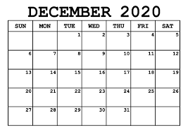 Free 2020 yearly calendar template word. Calendar 2020 Dec Printable