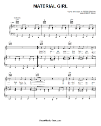 Material Girl Sheet Music Madonna Girls Sheets Sheet Music Holiday Lyrics