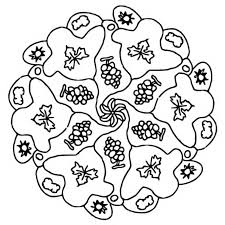 Colorier c'est une façon amusante pour développer votre créativité, votre concentration et votre motricité tout en oubliant le stress du quotidien. Coloriage Mandalas Automne Automne Vigne Raisin 6