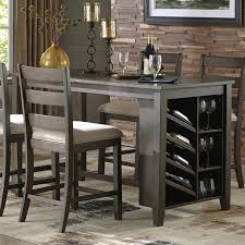 Signature Design By Ashley Rokane Rectangular Counter Table W Storage Casual Style Brown Walmart Com In 2020 Dining Table With Storage Counter Height Dining Room Tables Counter Height Dining Table