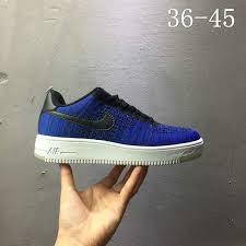 Air Forces 1 Black And Blue Nike Air Force 1 Af1 Flyknit Low Purplish Blue Black 820256400 Nike Air Force Running Shoes Nike Nike