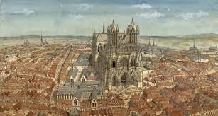 I Put This In To Show The Massive Look Of A Real World Temple In Relation To The Houses In The City France Reims C Ville Dessin Cathedrale Chateaux Cathares