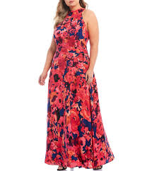 Tahari Asl Plus Size Floral Print Chiffon Halter Maxi Dress Dillard S In 2020 Halter Maxi Dresses Maxi Dress Floral Print Chiffon