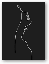 Amazon Com Aslkuyt Abstract Woman Face One Line Drawing Painting Black And White Minimalist Wall Art Picture Modern Poster Home Room Wall Decor 20x28 In No Frame Posters Prints