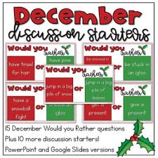 December And Winter Holiday Discussion Starters By Let S Be Franco In 2020 Discussion Starters Winter Holidays Winter Holidays Activity