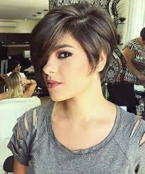 Dark Brunette Pixie With Heavy Long Side Bangs Hair Styles Short Hair Styles Short Hair Trends