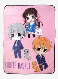 Fruits Basket Chibi Trio Throw Blanket In 2021 Fruits Basket Anime Fruits Basket Anime Merchandise