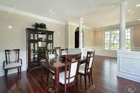 The columns also help to provide a transition between the living room and kitchen or dining room, especially if you have an open concept kitchen. Dining Room In New Construction Home With Columns Stock Photo Picture And Royalty Free Image Image 6738611