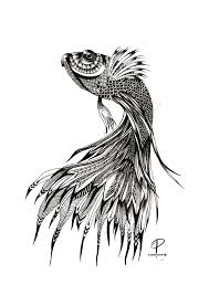 Drawings Goldfish Pattern By Adele Poirier Betta Fish Tattoo Fish Drawings Metamorphosis Art