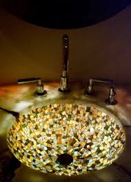 autumn mosaic glass bath sink artisan