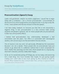 Good morning to one & all present here. Procrastination Speech Free Essay Example