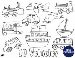 Vehicles Numbers 1 10 10 Free Coloring Pages With Cars Trucks Planes Helicopters Boats St Free Coloring Pages Kindergarten Coloring Pages Free Coloring