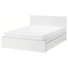 MALM High bed frame/2 storage boxes, white Queen Ikea