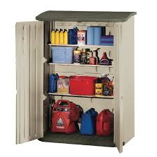 A vertical two door resin cabinet with four shelves to the inside. Rubbermaid Large Vertical Outdoor Storage Shed Sku Rhp3746