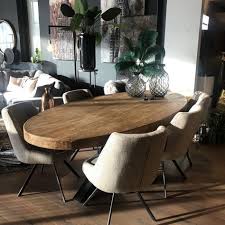prachtige massief oud teak hout ovale tafel met metalen industriele poot leverbaar op 2 maten 220 cm en 240 cm huis interieur eetkamertafel eetkamer idee