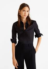 Mango Lilo Koszula Black Zalando Pl Cotton Shirts Women Black Shirts Women Cotton Shirt