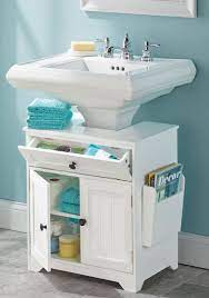 Even medicine cupboards can be almost 50 inches wide for plenty of storage above the sink. A Little Taller And Closer To The Sink With Extra Door On The Left Small Bathroom Storage Diy Bathroom Storage Pedestal Sink Storage