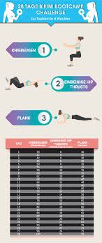 Wir zeigen dir einfache übungen für zuhause, die. Bikinifigur Trainingsplan Bauch Beine Workout Fur Zuhause Fitness Challenge Training Mit Eigenem Korpergewicht Schnell Und Gesund Abnehmen