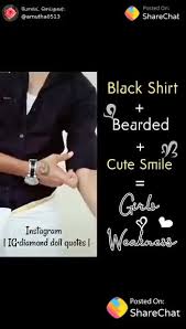 Check spelling or type a new query. Black Lovers Black Shirt Bearded Cute Smile Girls Weakness Black Lovers Black Blacky Black Wallpaper Video Anushka Sharechat Funny Romantic Videos Shayari Quotes