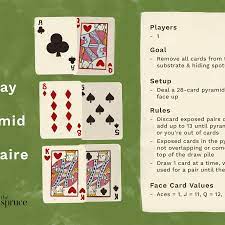 If this card is turned up at the beginning of play, the person to the left of the dealer chooses the color only the person required to draw the 4 cards can make the challenge. Pyramid Solitaire Card Game Rules